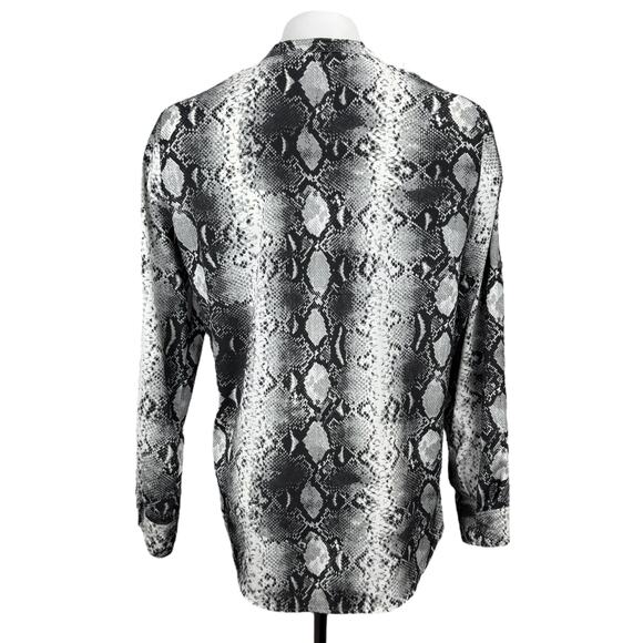 KARL LAGERFELD Paris Snake Print Button Up Blouse Shirt Sz Medium Roll Tab - Picture 3 of 5